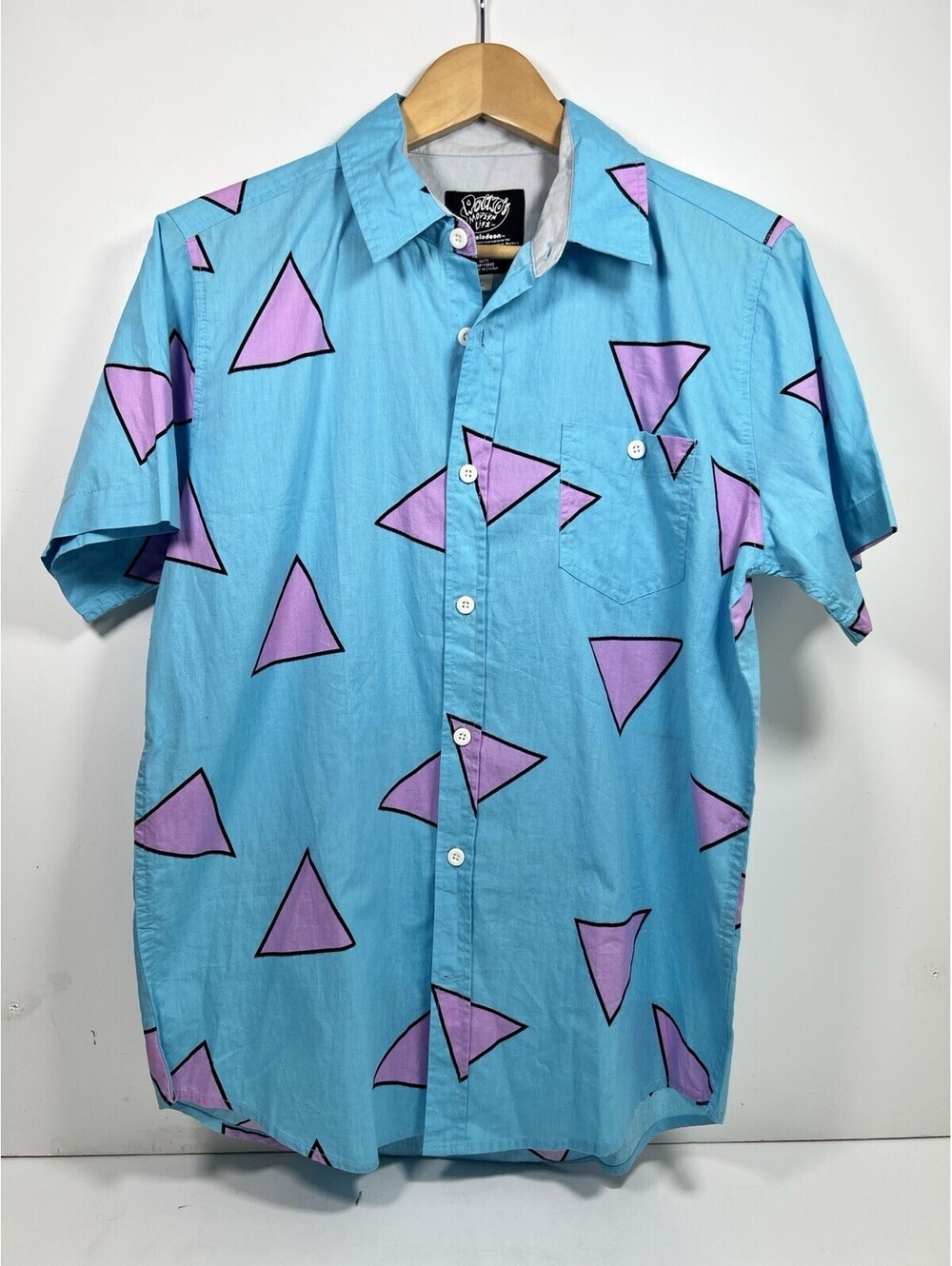 Adult Unisex Rockos Modern Life Button Down Men’s Shirt Sz S Cosplay Costume